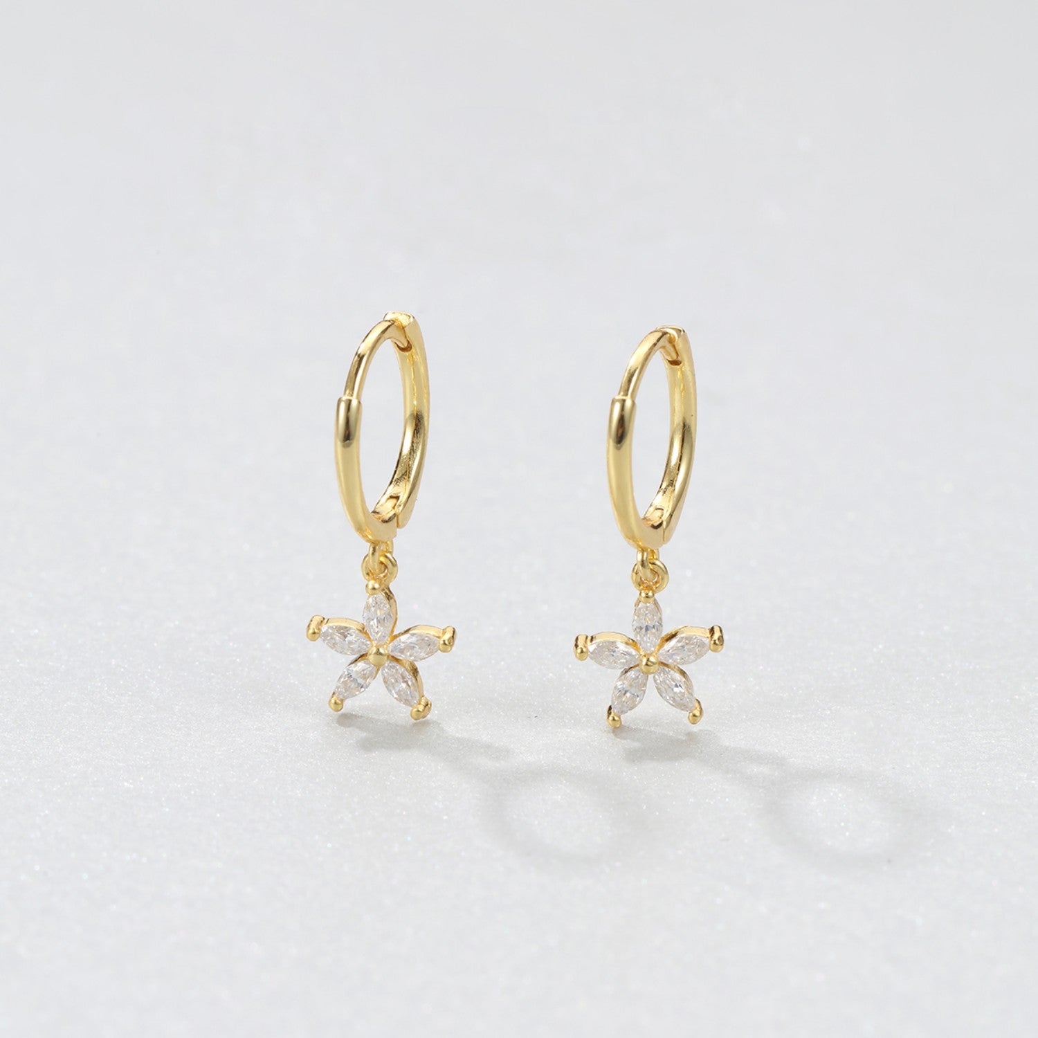 Gemstone Daisy Huggie Earrings Sterling Silver